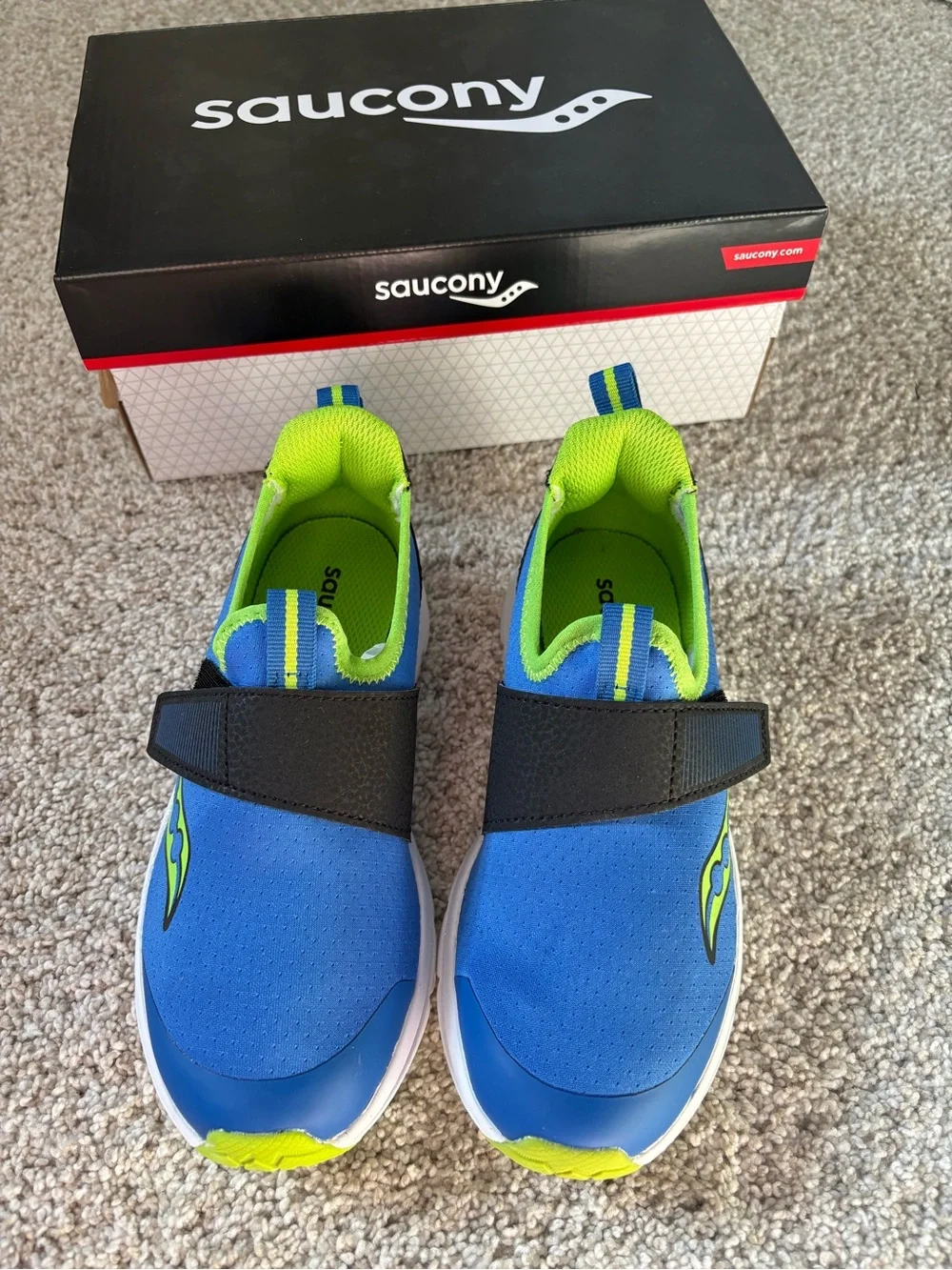 New Saucony Kids Breeze Sport JR sneakers Hook-Loop Slip-On little boy sz 1